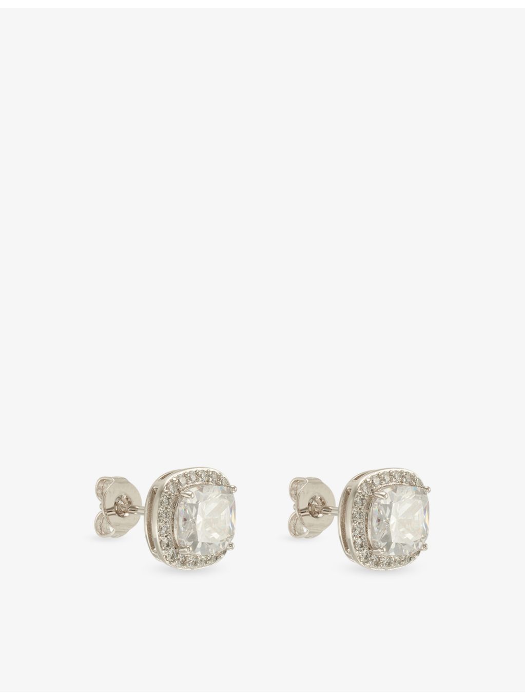 GLD cushion cut white gold-plated diamond stud earrings 8.5x8.5mm - British product