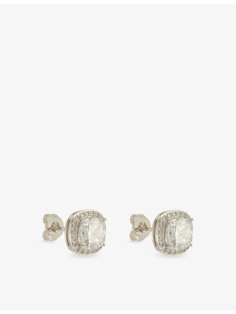 GLD cushion cut white gold-plated diamond stud earrings 8.5x8.5mm - British product