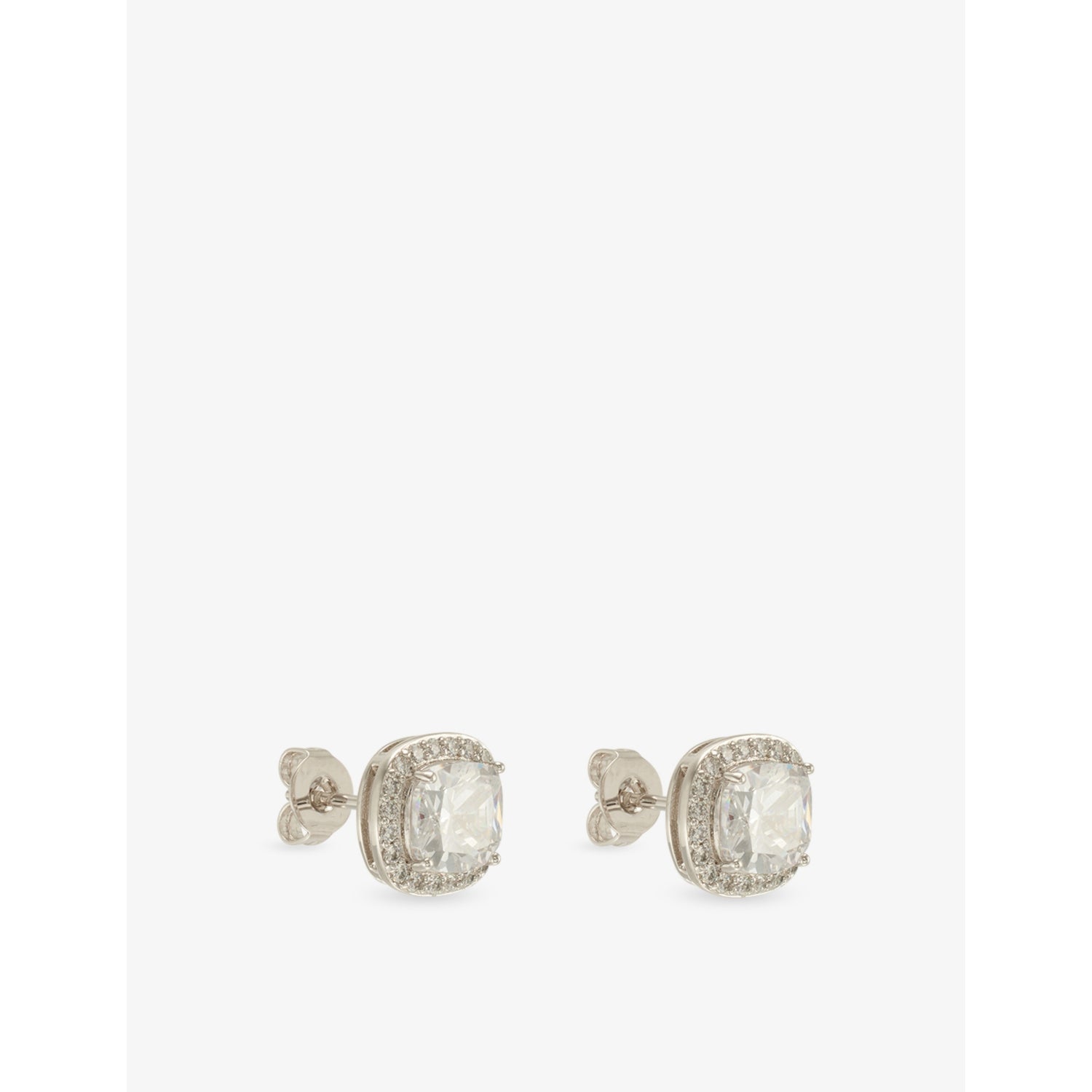 GLD cushion cut white gold-plated diamond stud earrings 8.5x8.5mm - British product
