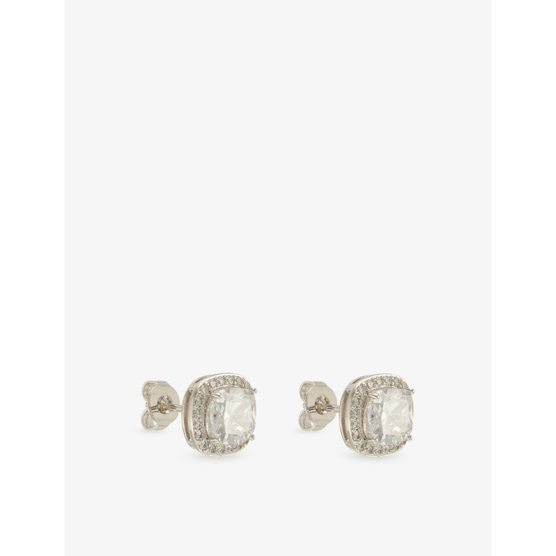 GLD cushion cut white gold-plated diamond stud earrings 8.5x8.5mm - British product