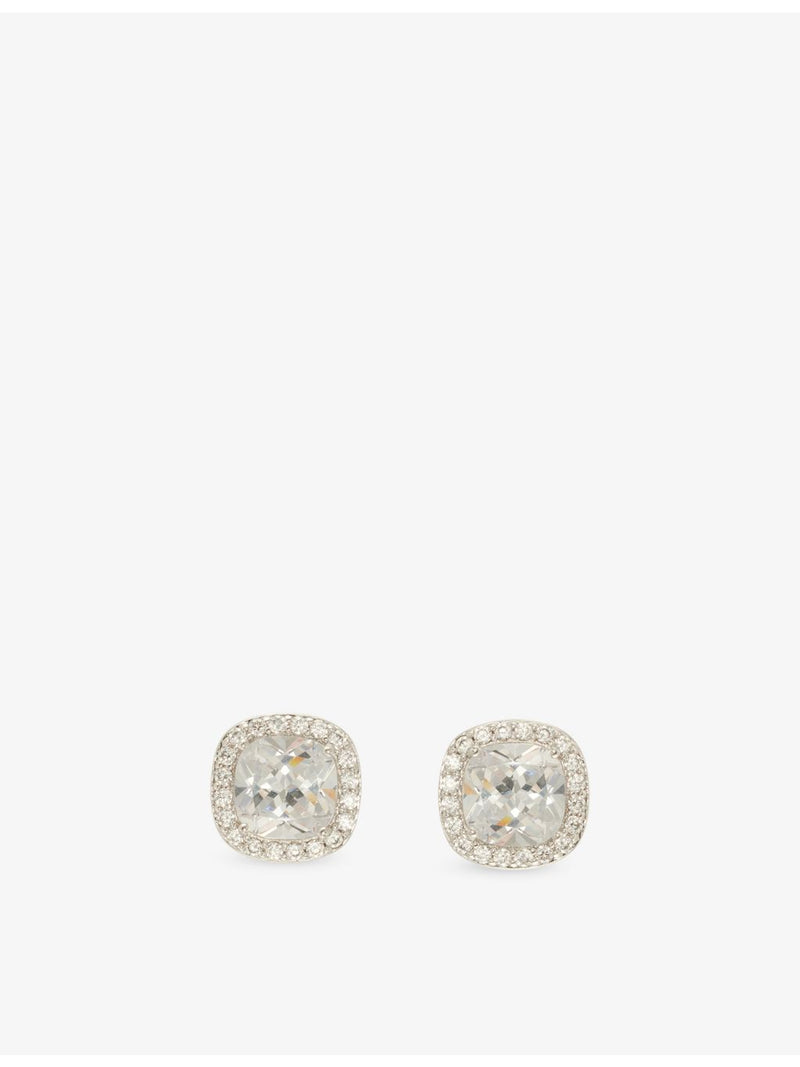 GLD cushion cut white gold-plated diamond stud earrings 8.5x8.5mm - British product