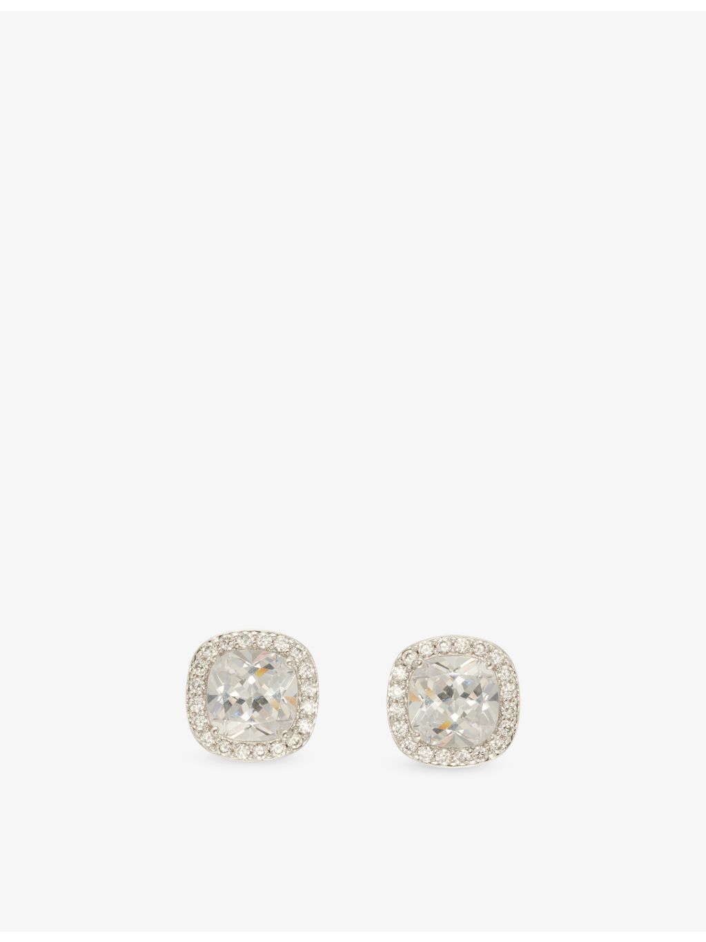 GLD cushion cut white gold-plated diamond stud earrings 8.5x8.5mm - British product