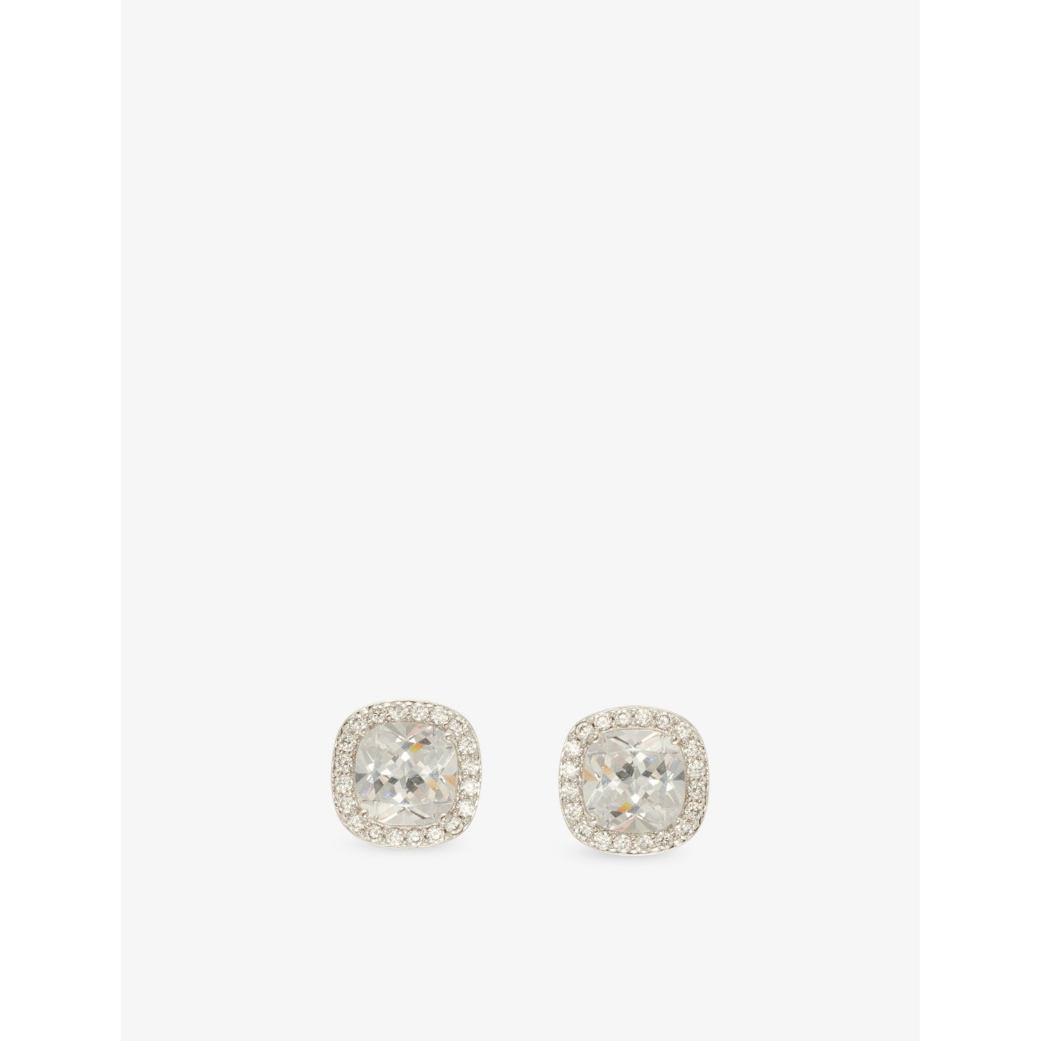 GLD cushion cut white gold-plated diamond stud earrings 8.5x8.5mm - British product