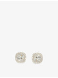 GLD cushion cut white gold-plated diamond stud earrings 8.5x8.5mm - British product