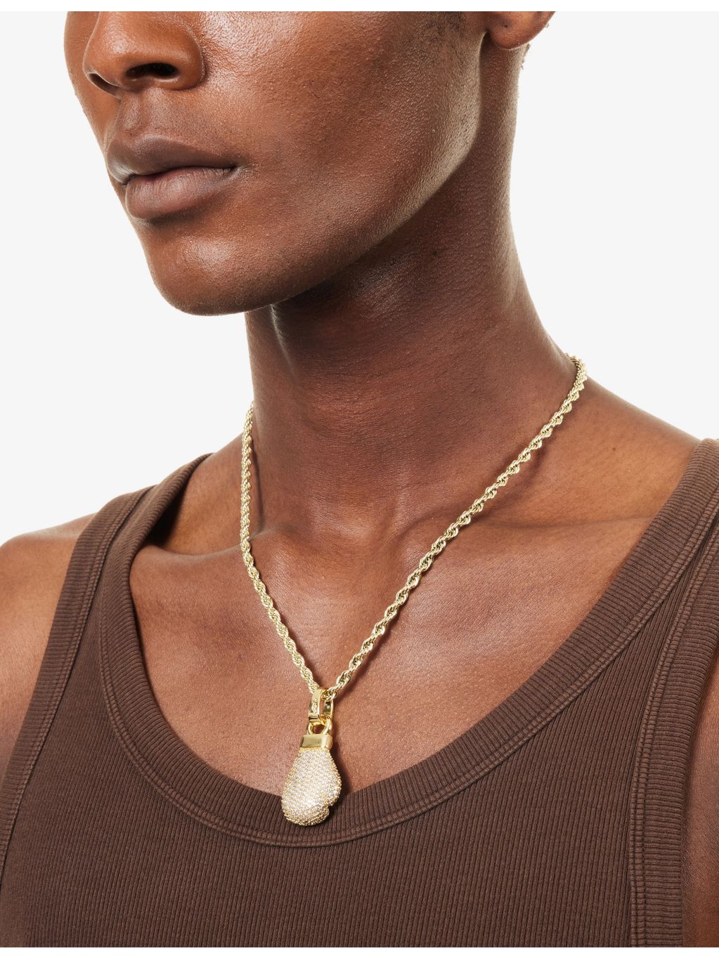 Boxing glove pendant 18ct gold-plated with cubic zirconia, UK version