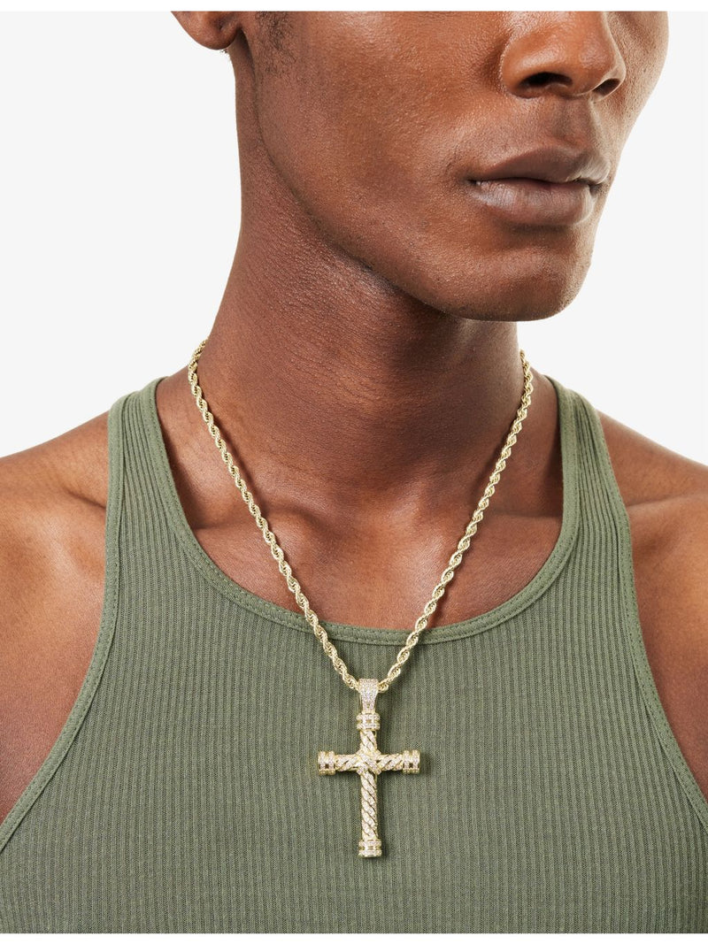 GLD 18ct gold-plated rope cross pendant, imported from the UK