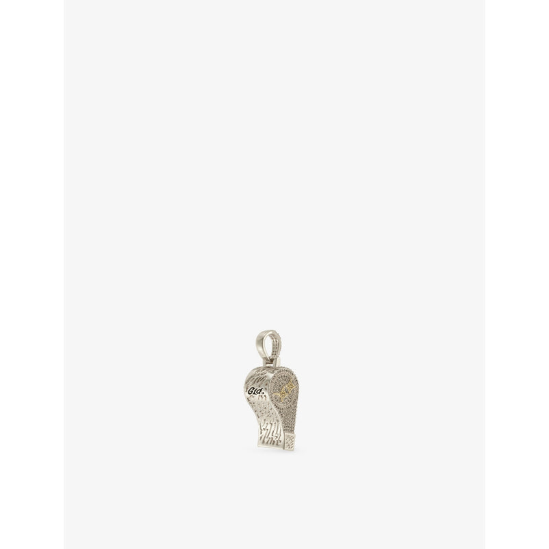 GLD rhodium-plated whistle pendant with cubic zirconia, 14mm x 35mm (British brand)