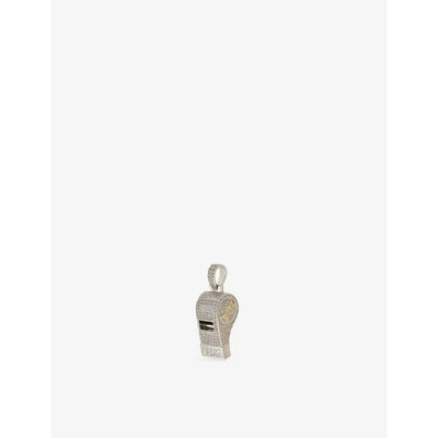 selfridges GLD Iced Functioning Whistle Rhodium-Plated Pendant, 14mm x 35mm- Buy online at McGrocer