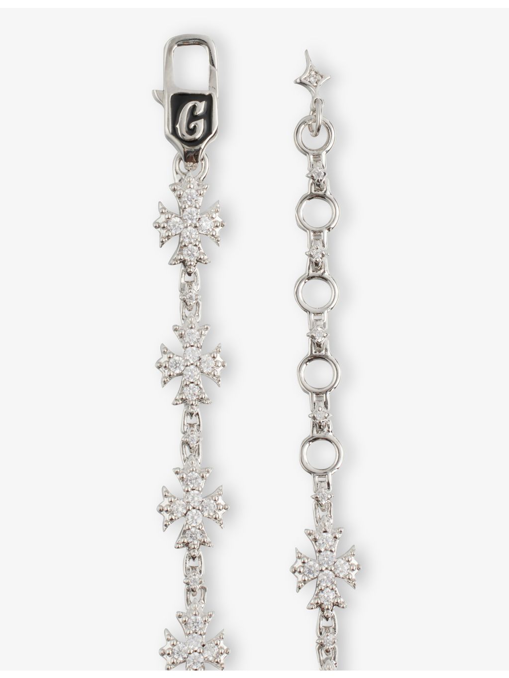 GLD rhodium plated white gold cross necklace with cubic zirconia (British brand)