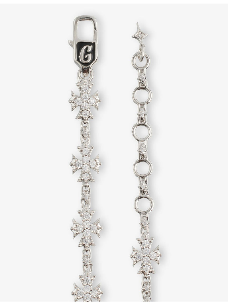 GLD rhodium plated white gold cross necklace with cubic zirconia (British brand)