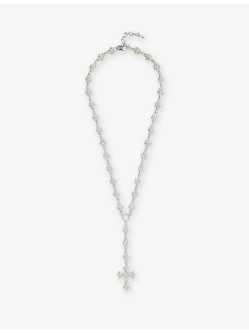 GLD rhodium plated white gold cross necklace with cubic zirconia (British brand)