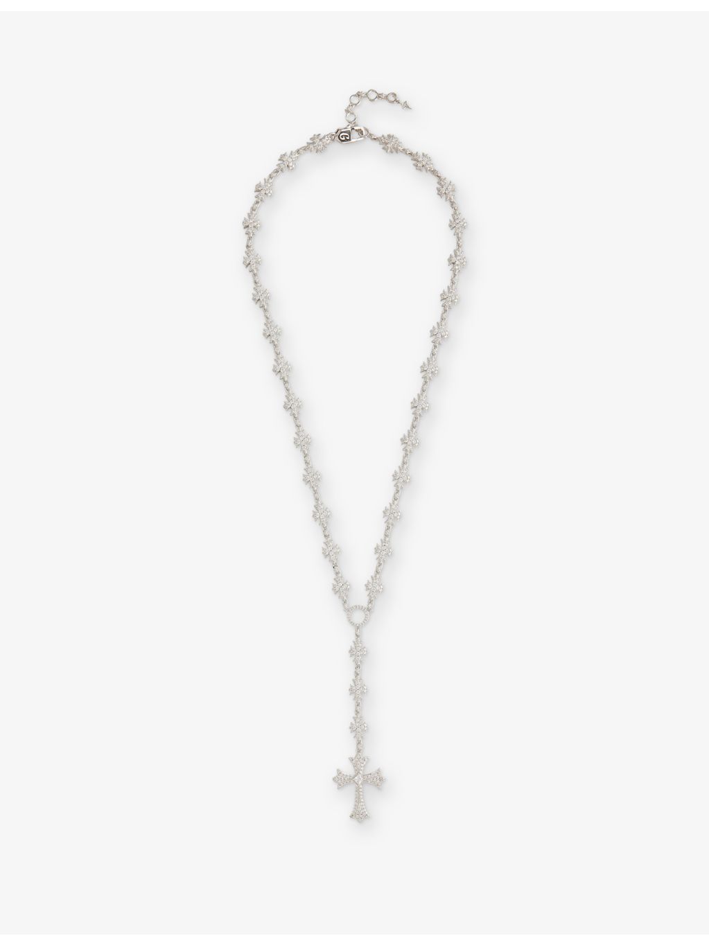 GLD rhodium plated white gold cross necklace with cubic zirconia (British brand)