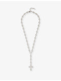 GLD rhodium plated white gold cross necklace with cubic zirconia (British brand)