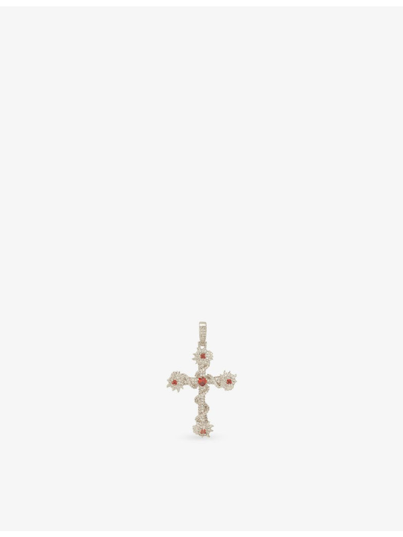 GLD rhodium-plated ruby cross pendant 31mm x 44mm, UK version