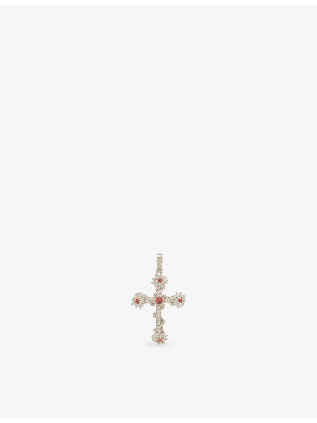 GLD rhodium-plated ruby cross pendant 31mm x 44mm, UK version