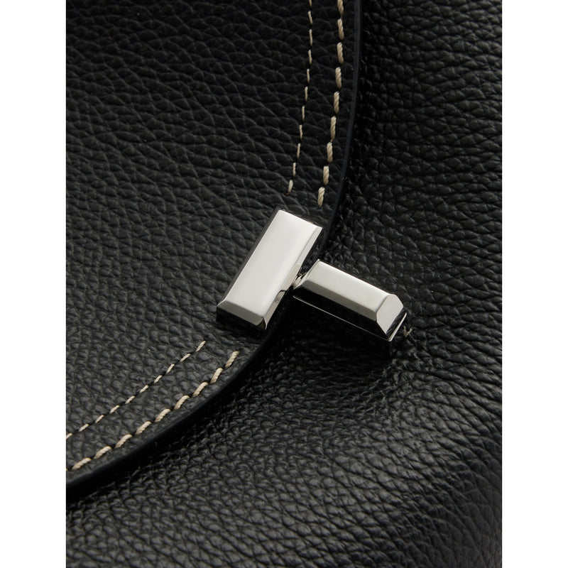 Totême leather shoulder bag with T-Lock logo, imported from the UK