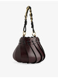 AMANU panelled leather mini top-handle bag, imported from the UK
