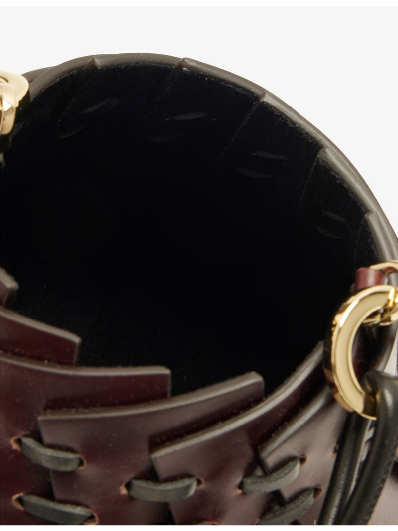 AMANU panelled leather mini top-handle bag, imported from the UK