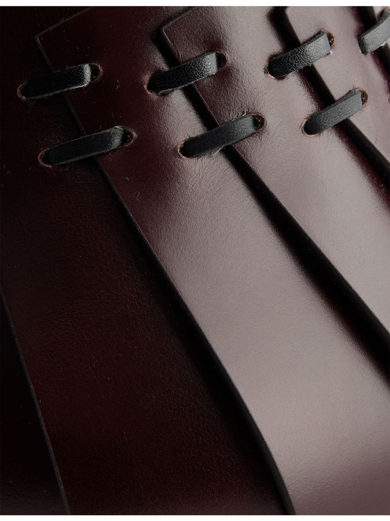 AMANU panelled leather mini top-handle bag, imported from the UK