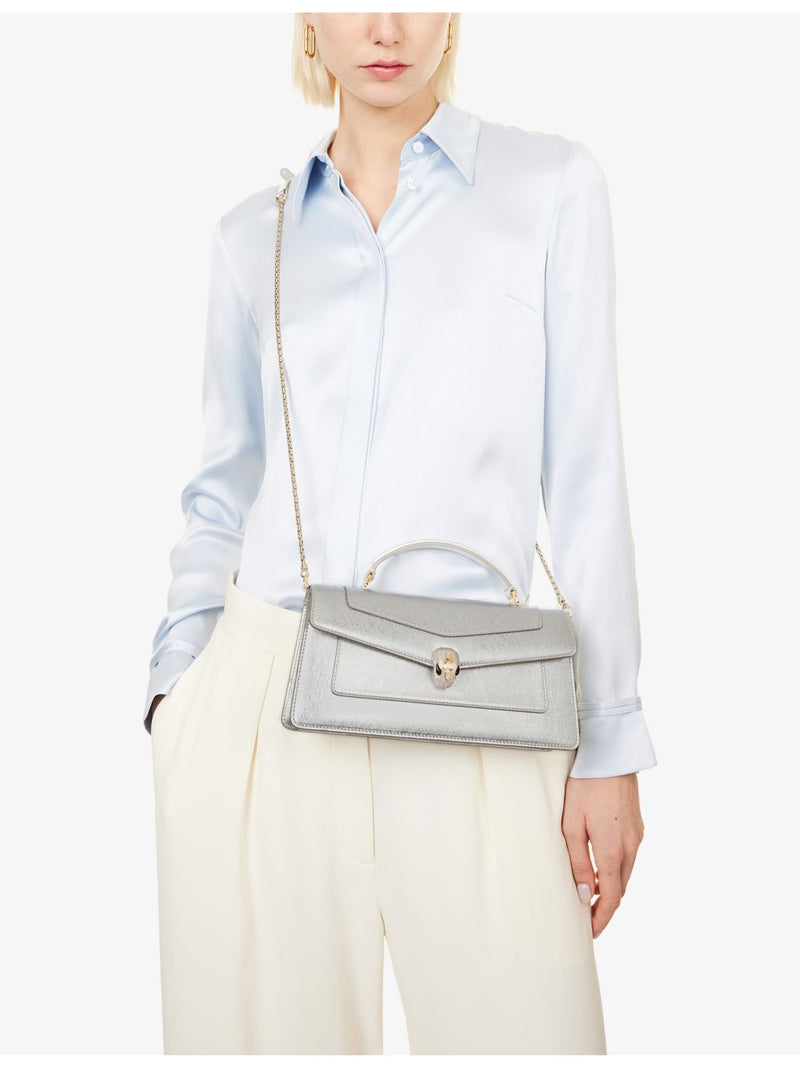 Bvlgari Serpenti Forever elongated metallic top-handle bag (British brand)