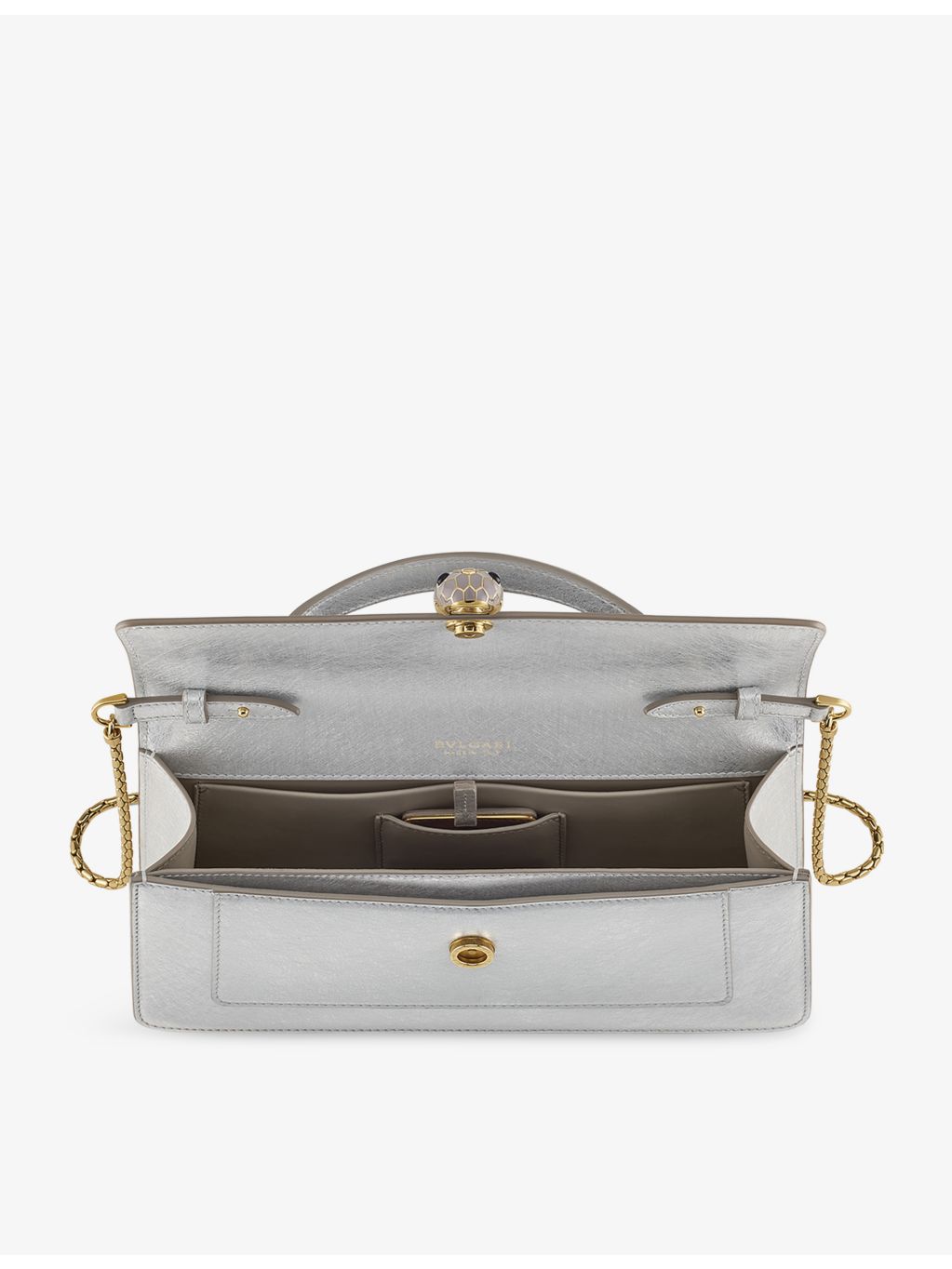 Bvlgari Serpenti Forever elongated metallic top-handle bag (British brand)