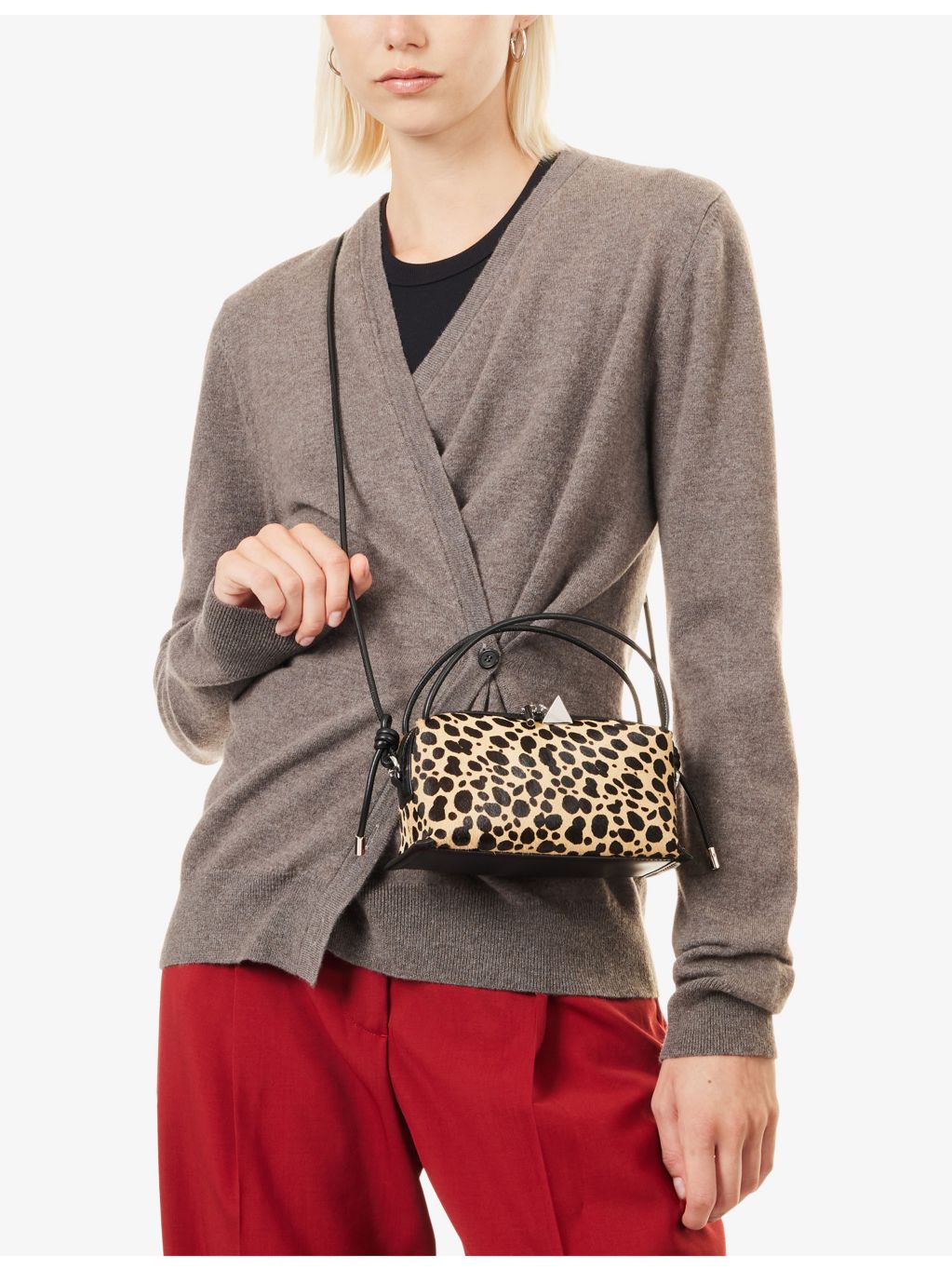 Café mini cheetah-print calf-hair shoulder bag - British product