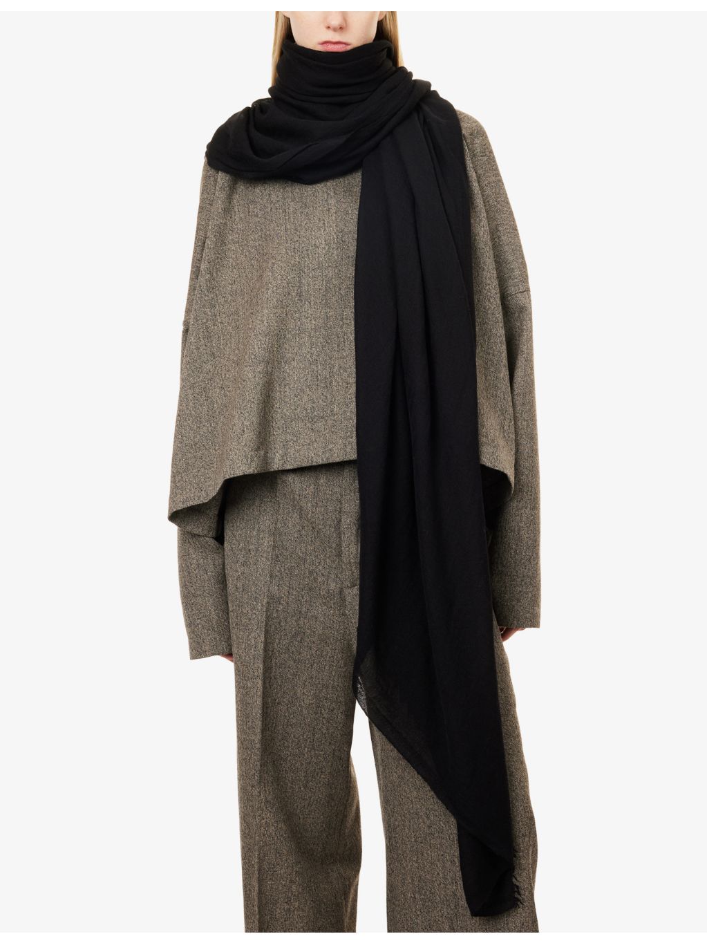 Rick Owens Emily scarf in wool silk cashmere, 140x200cm - British product