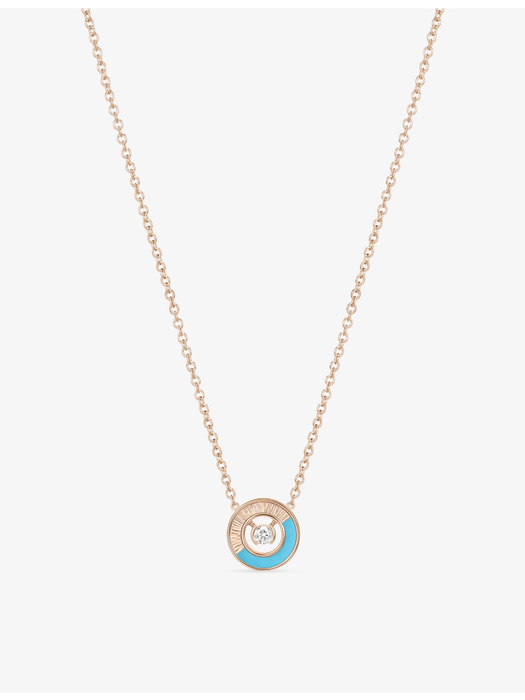 Piaget 18ct rose gold turquoise diamond pendant necklace, UK version