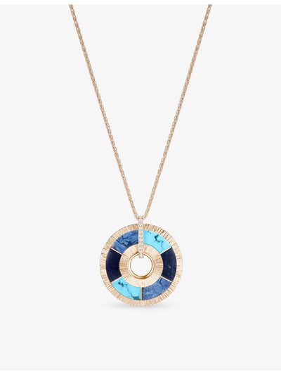 selfridges Piaget Possession Vibrant Palace 18ct Rose-Gold Turquoise, Sodalite, Dumortierite and Diamond Pendant Necklace 80cm- Buy online at McGrocer