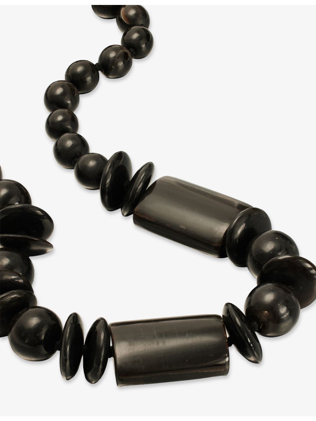 Comporta cow-horn beaded necklace black, 76cm drop (British brand)