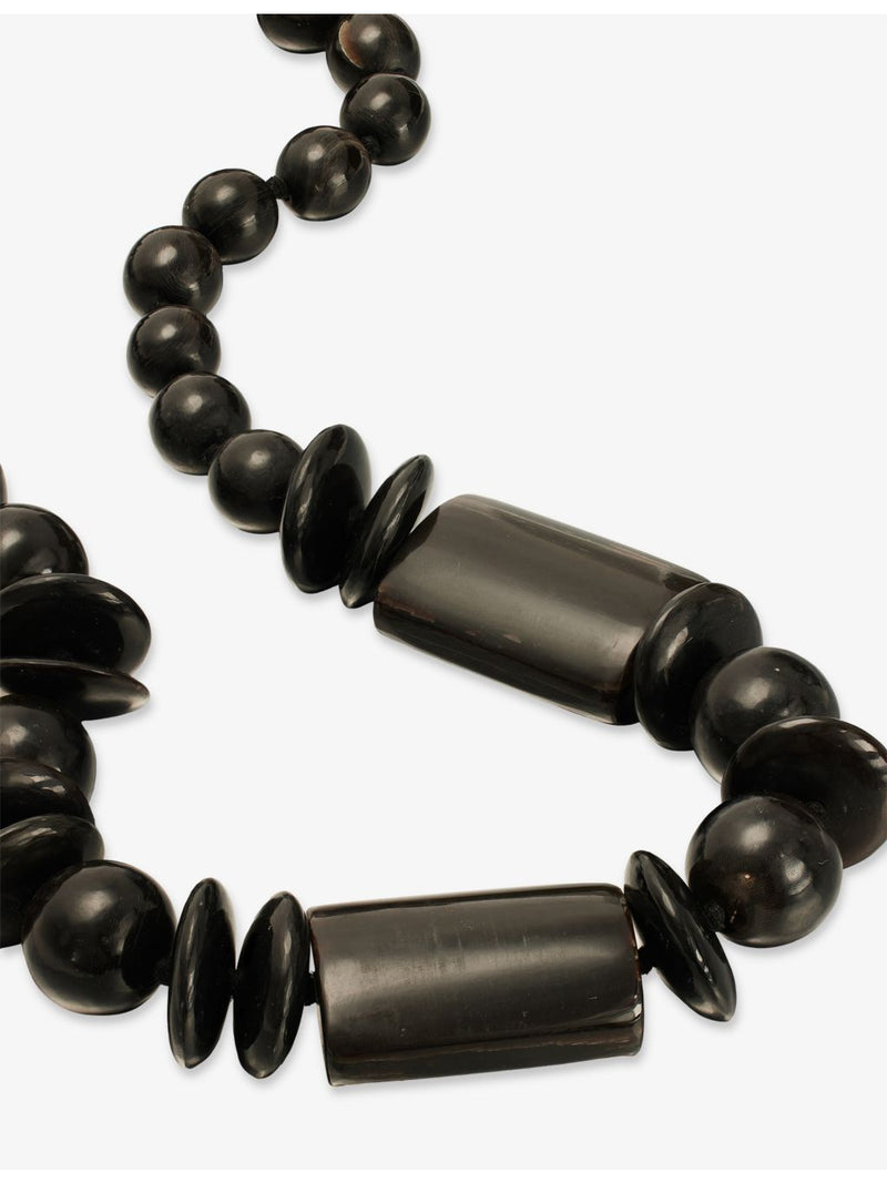 Comporta cow-horn beaded necklace black, 76cm drop (British brand)