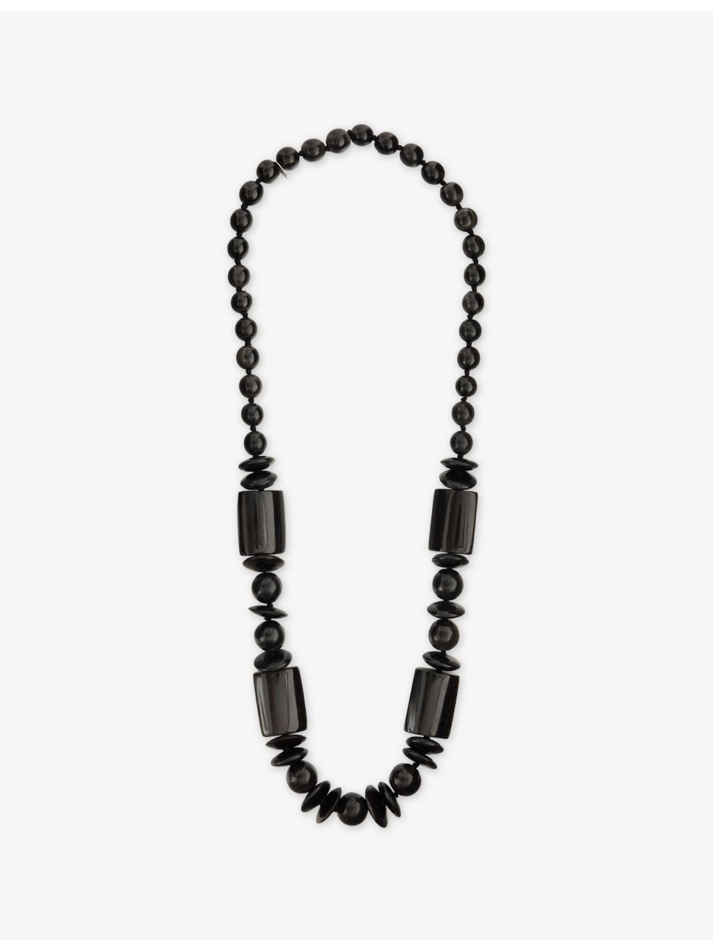 Comporta cow-horn beaded necklace black, 76cm drop (British brand)