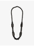 Comporta cow-horn beaded necklace black, 76cm drop (British brand)