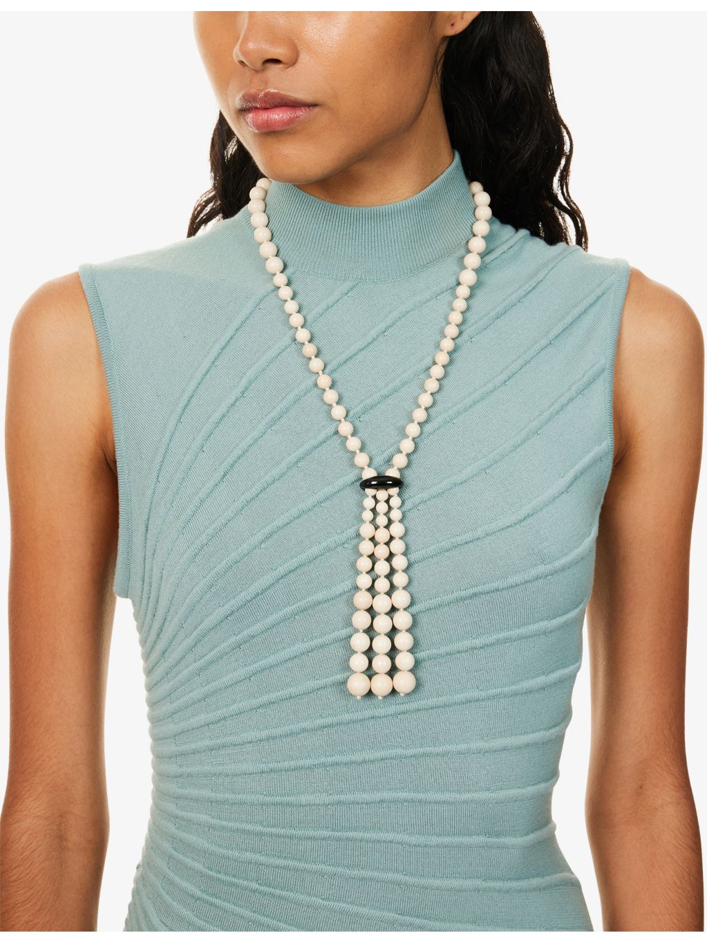 MOSQUITO beaded jade onyx necklace 82cm - British product