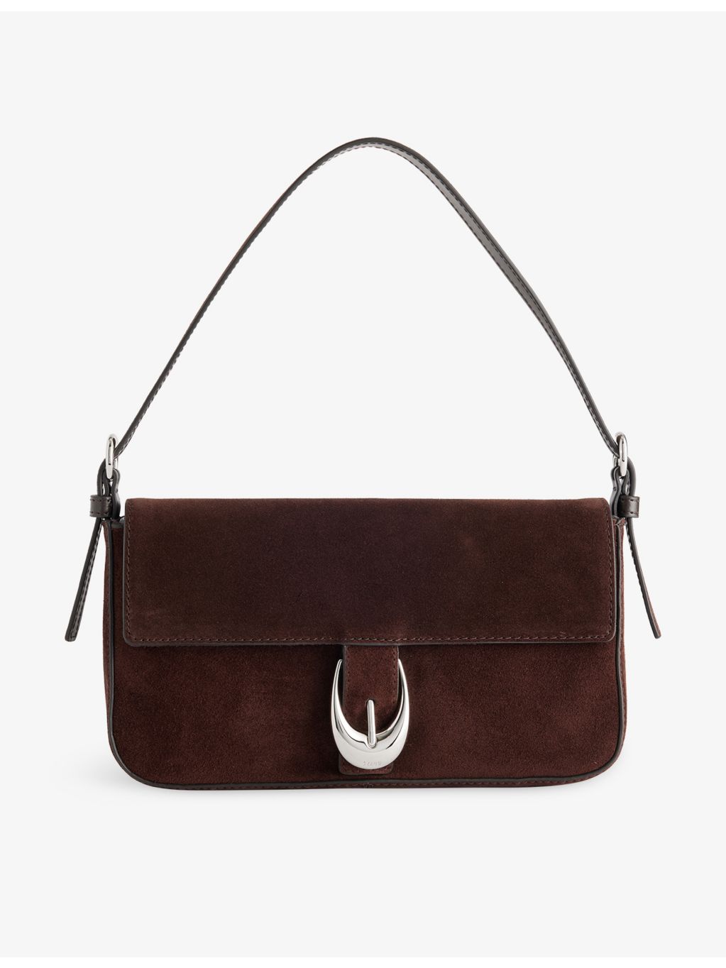 Staud Harlow suede shoulder bag with Moon buckle, (British brand)