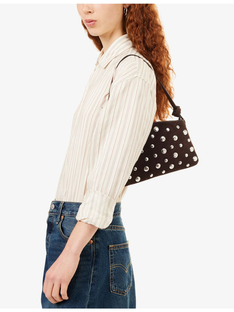 Staud Dani mini suede shoulder bag with silver studs, UK version