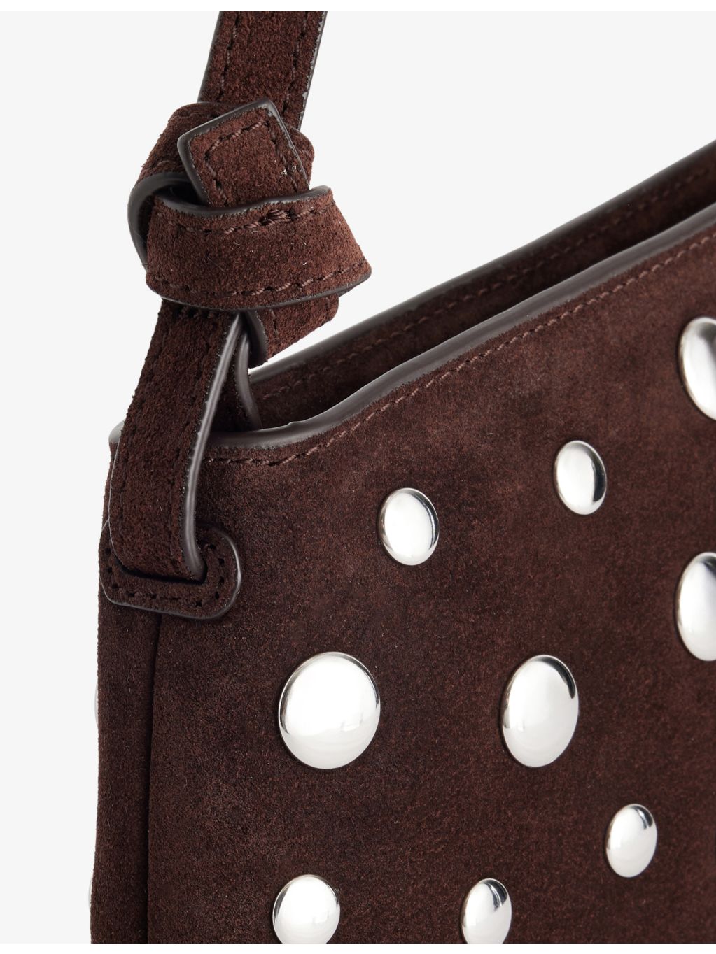 Staud Dani mini suede shoulder bag with silver studs, UK version