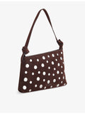 Staud Dani mini suede shoulder bag with silver studs, UK version