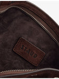 Staud Dani mini suede shoulder bag with silver studs, UK version