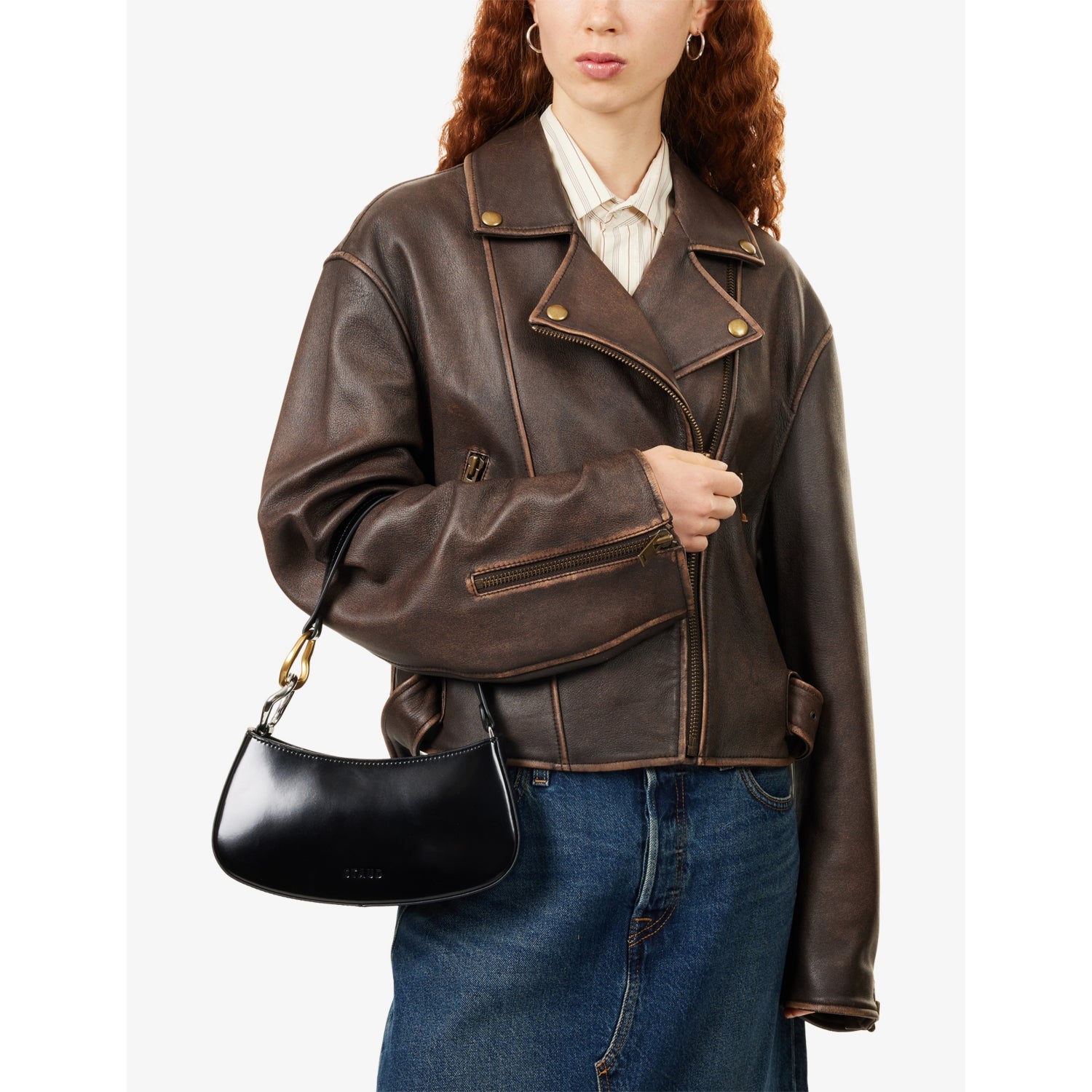 Staud Ollie leather shoulder bag mini - British product
