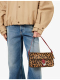 Staud Harlow leopard leather shoulder bag, imported from the UK