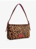 Staud Harlow leopard leather shoulder bag, imported from the UK