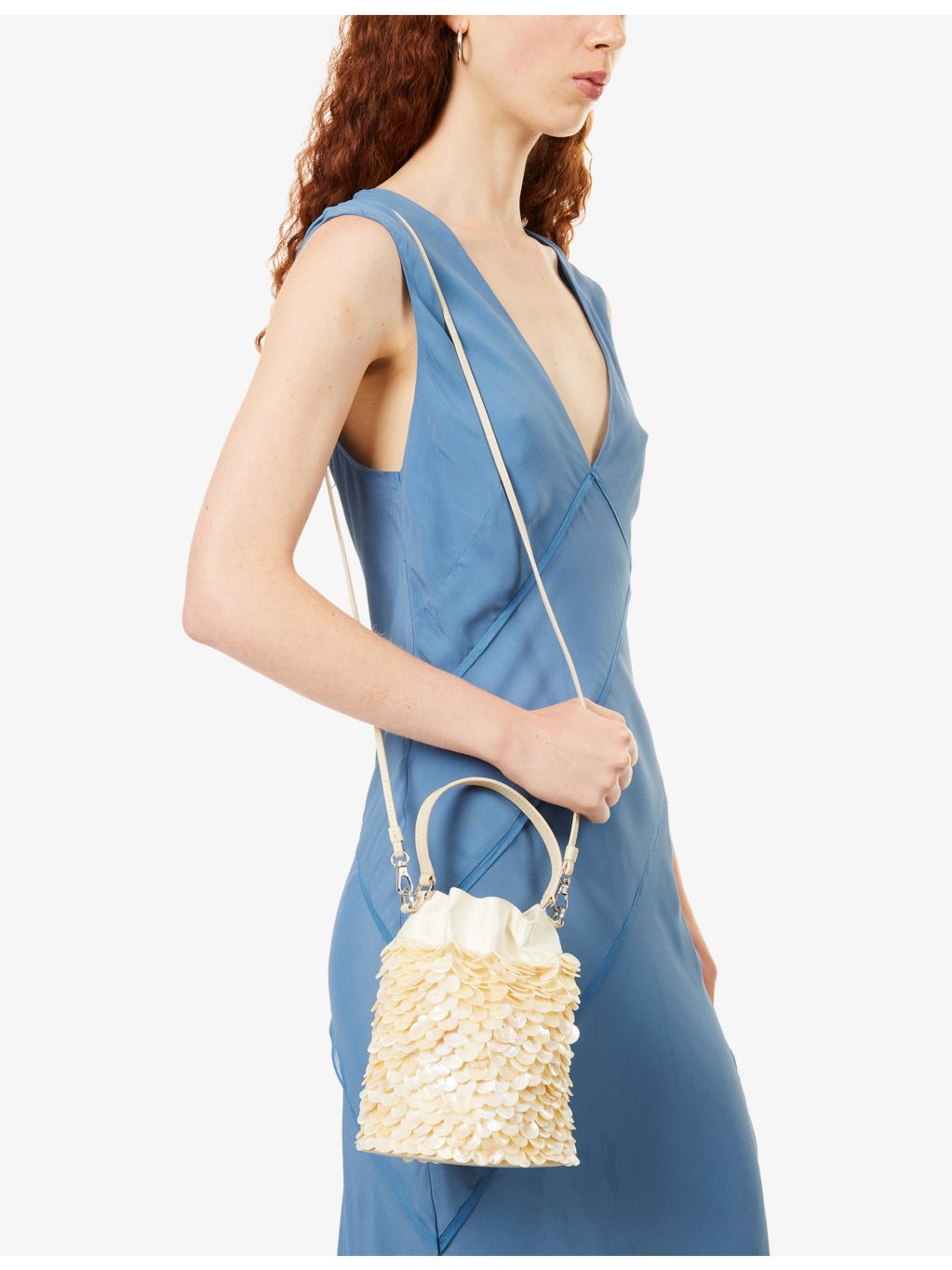 Staud Lila mini pearl oyster shell bucket bag, (British brand)