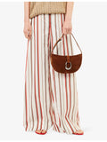 Staud Harlow Crescent suede shoulder bag, imported from the UK