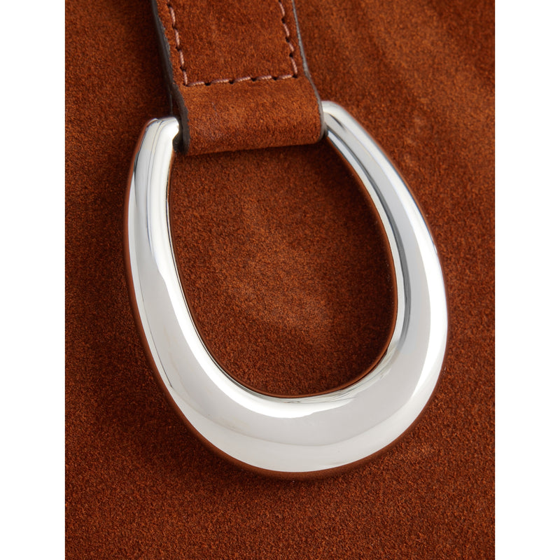 Staud Harlow Crescent suede shoulder bag, imported from the UK