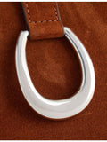 Staud Harlow Crescent suede shoulder bag, imported from the UK