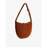 Staud Harlow Crescent suede shoulder bag, imported from the UK