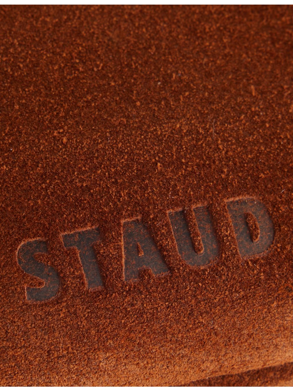 Staud Harlow Crescent suede shoulder bag, imported from the UK