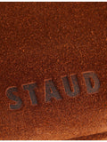 Staud Harlow Crescent suede shoulder bag, imported from the UK