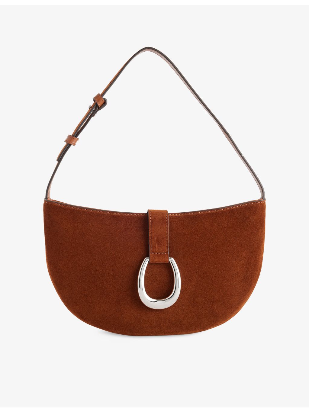 Staud Harlow Crescent suede shoulder bag, imported from the UK
